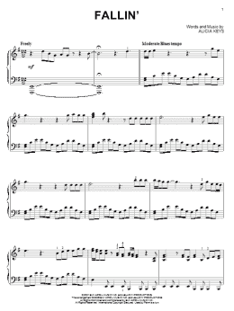 page one of Fallin' (Piano Solo)