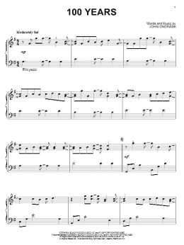 page one of 100 Years (Piano Solo)