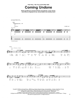 page one of Coming Undone (Guitar Tab)