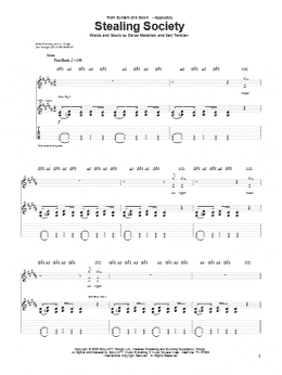 page one of Stealing Society (Guitar Tab)