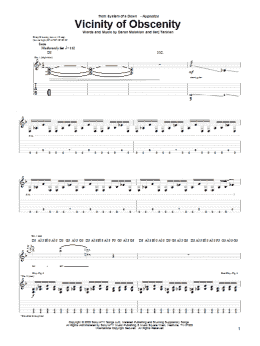 page one of Vicinity Of Obscenity (Guitar Tab)