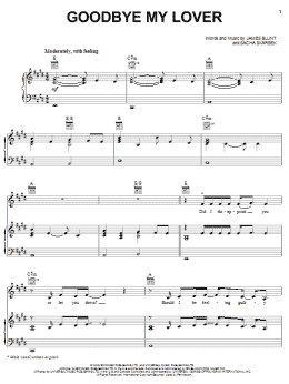 page one of Goodbye My Lover (Piano, Vocal & Guitar Chords (Right-Hand Melody))
