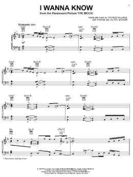 page one of I Wanna Know (Piano, Vocal & Guitar Chords (Right-Hand Melody))