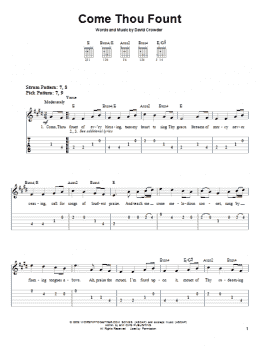 page one of Come Thou Fount (Easy Guitar Tab)