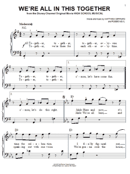 page one of We're All In This Together (from High School Musical) (Easy Piano)