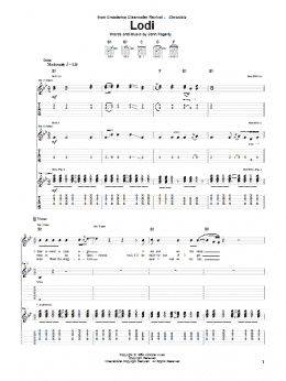 page one of Lodi (Guitar Tab)