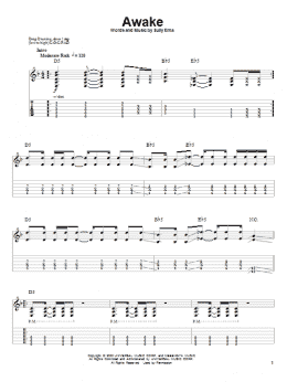 page one of Awake (Guitar Tab (Single Guitar))