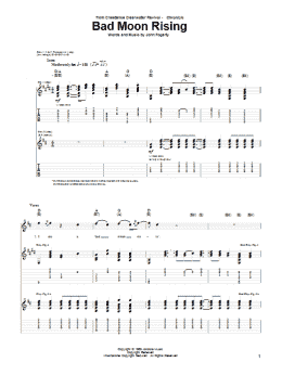 page one of Bad Moon Rising (Guitar Tab)