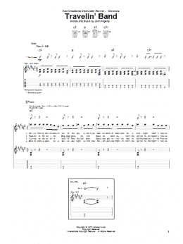 page one of Travelin' Band (Guitar Tab)