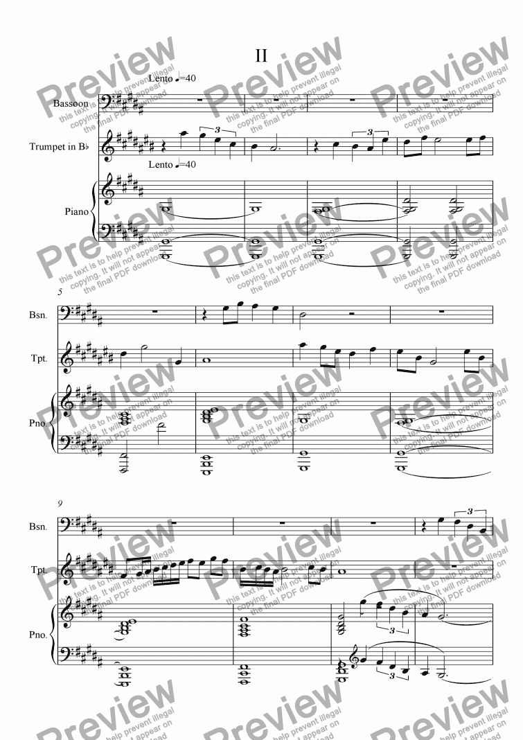 page one of Sonata for Trumpet, Bassoon and Piano, Mvt 2