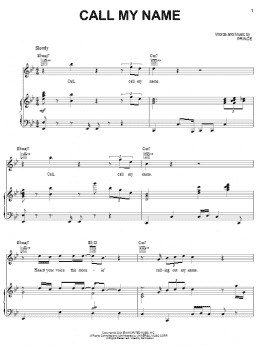 page one of Call My Name (Piano, Vocal & Guitar Chords (Right-Hand Melody))