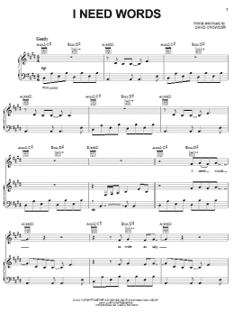 page one of I Need Words (Piano, Vocal & Guitar Chords (Right-Hand Melody))
