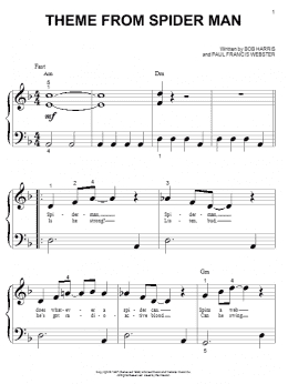 page one of Theme From Spider-Man (Big Note Piano)