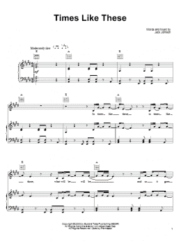 page one of Times Like These (Piano, Vocal & Guitar Chords (Right-Hand Melody))