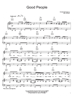 page one of Good People (Piano, Vocal & Guitar Chords (Right-Hand Melody))