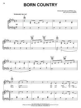 page one of Born Country (Piano, Vocal & Guitar Chords (Right-Hand Melody))