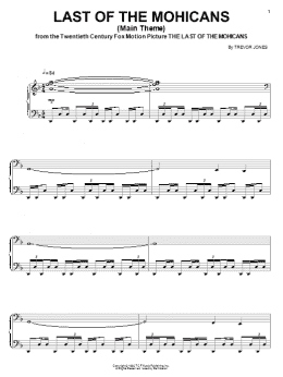 page one of Last Of The Mohicans (Main Theme) (Piano Solo)