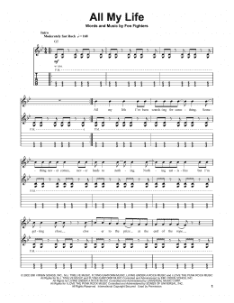 page one of All My Life (Guitar Tab (Single Guitar))