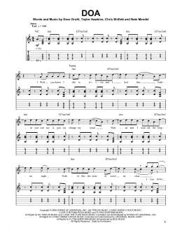 page one of DOA (Guitar Tab (Single Guitar))