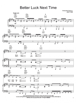 page one of Better Luck Next Time (Piano, Vocal & Guitar Chords (Right-Hand Melody))
