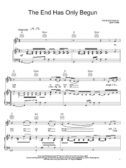 page one of The End Has Only Begun (Piano, Vocal & Guitar Chords (Right-Hand Melody))