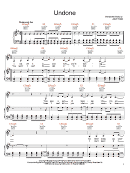 page one of Undone (Piano, Vocal & Guitar Chords (Right-Hand Melody))
