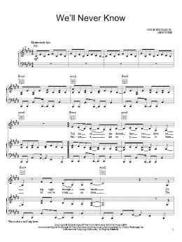 page one of We'll Never Know (Piano, Vocal & Guitar Chords (Right-Hand Melody))