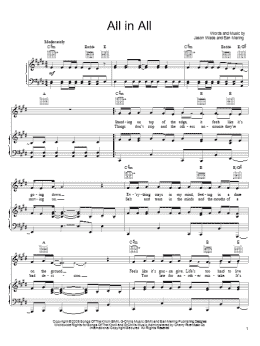 page one of All In All (Piano, Vocal & Guitar Chords (Right-Hand Melody))