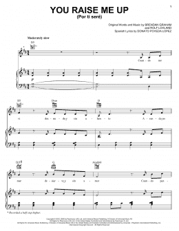 page one of Por Ti Sere (You Raise Me Up) (Piano, Vocal & Guitar Chords (Right-Hand Melody))