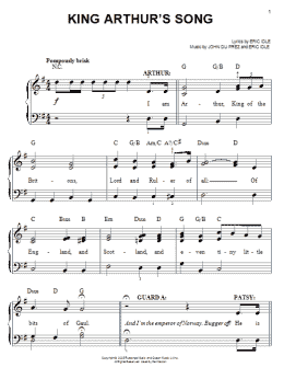 page one of King Arthur's Song (Easy Piano)
