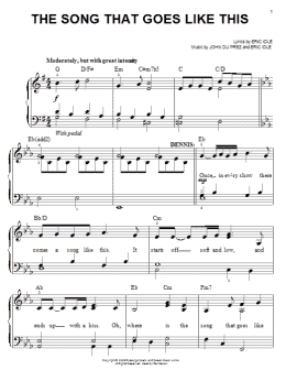 page one of The Song That Goes Like This (from Monty Python's Spamalot) (Easy Piano)