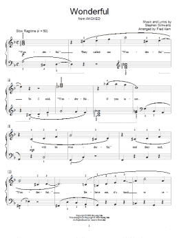 page one of Wonderful (from Wicked) (Educational Piano)