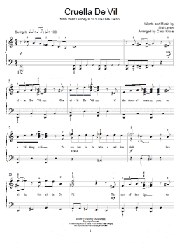 page one of Cruella De Vil (from 101 Dalmations) (arr. Carol Klose) (Educational Piano)