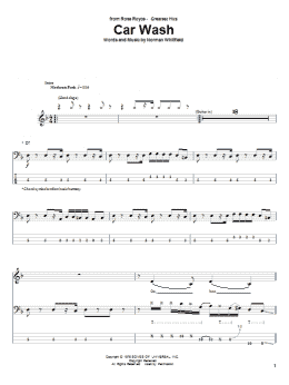 page one of Car Wash (Bass Guitar Tab)