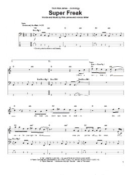 page one of Super Freak (Bass Guitar Tab)