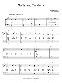 page one of Softly And Tenderly (Easy Piano)