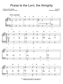 page one of Praise To The Lord, The Almighty (Easy Piano)