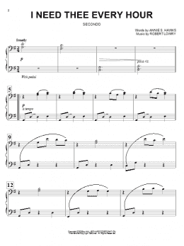 page one of I Need Thee Every Hour (Piano Duet)