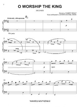 page one of O Worship The King (Piano Duet)