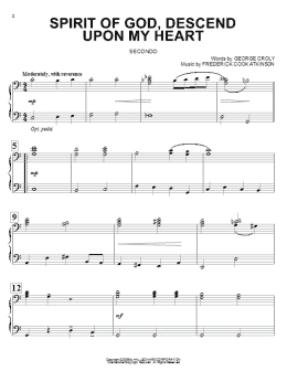 page one of Spirit Of God, Descend Upon My Heart (Piano Duet)