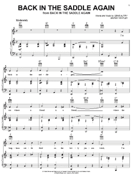 page one of Back In The Saddle Again (Piano, Vocal & Guitar Chords (Right-Hand Melody))