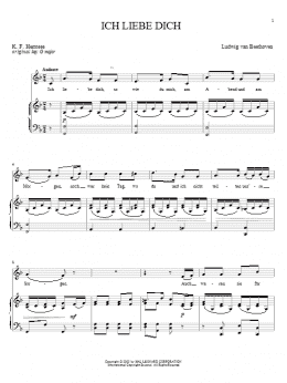 page one of Ich Liebe Dich (I Love You) (Beethoven) (Piano & Vocal)