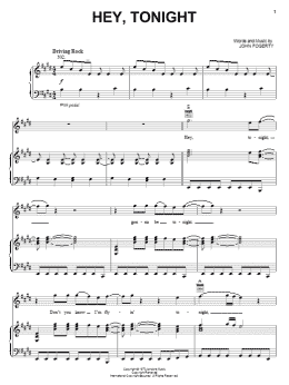 page one of Hey, Tonight (Piano, Vocal & Guitar Chords (Right-Hand Melody))