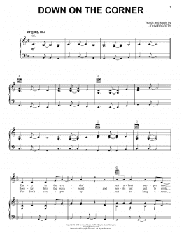 page one of Down On The Corner (Piano, Vocal & Guitar Chords (Right-Hand Melody))