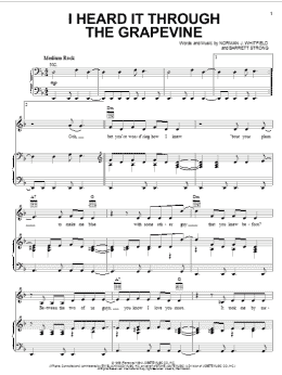 page one of I Heard It Through The Grapevine (Piano, Vocal & Guitar Chords (Right-Hand Melody))