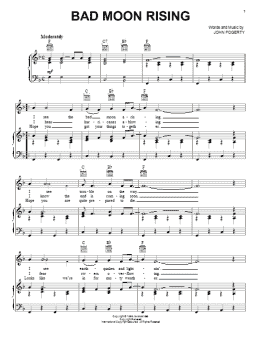 page one of Bad Moon Rising (Piano, Vocal & Guitar Chords (Right-Hand Melody))