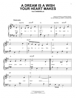 page one of A Dream Is A Wish Your Heart Makes (from Cinderella) (Easy Piano)