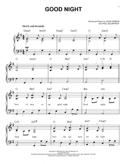 page one of Good Night (Easy Piano)
