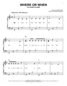 page one of Where Or When (Easy Piano)