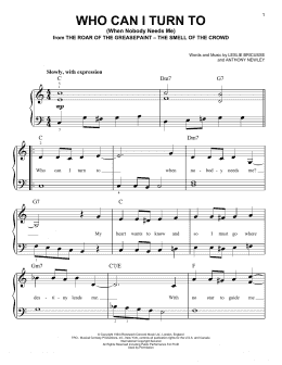 page one of Who Can I Turn To (When Nobody Needs Me) (Easy Piano)